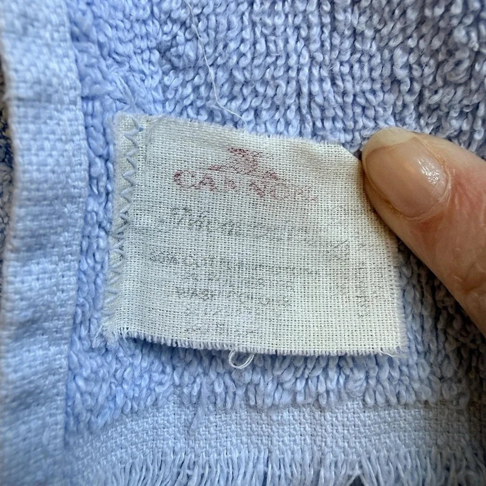 Vintage 70's Light Blue Bath Towel Cannon Fringe MCM